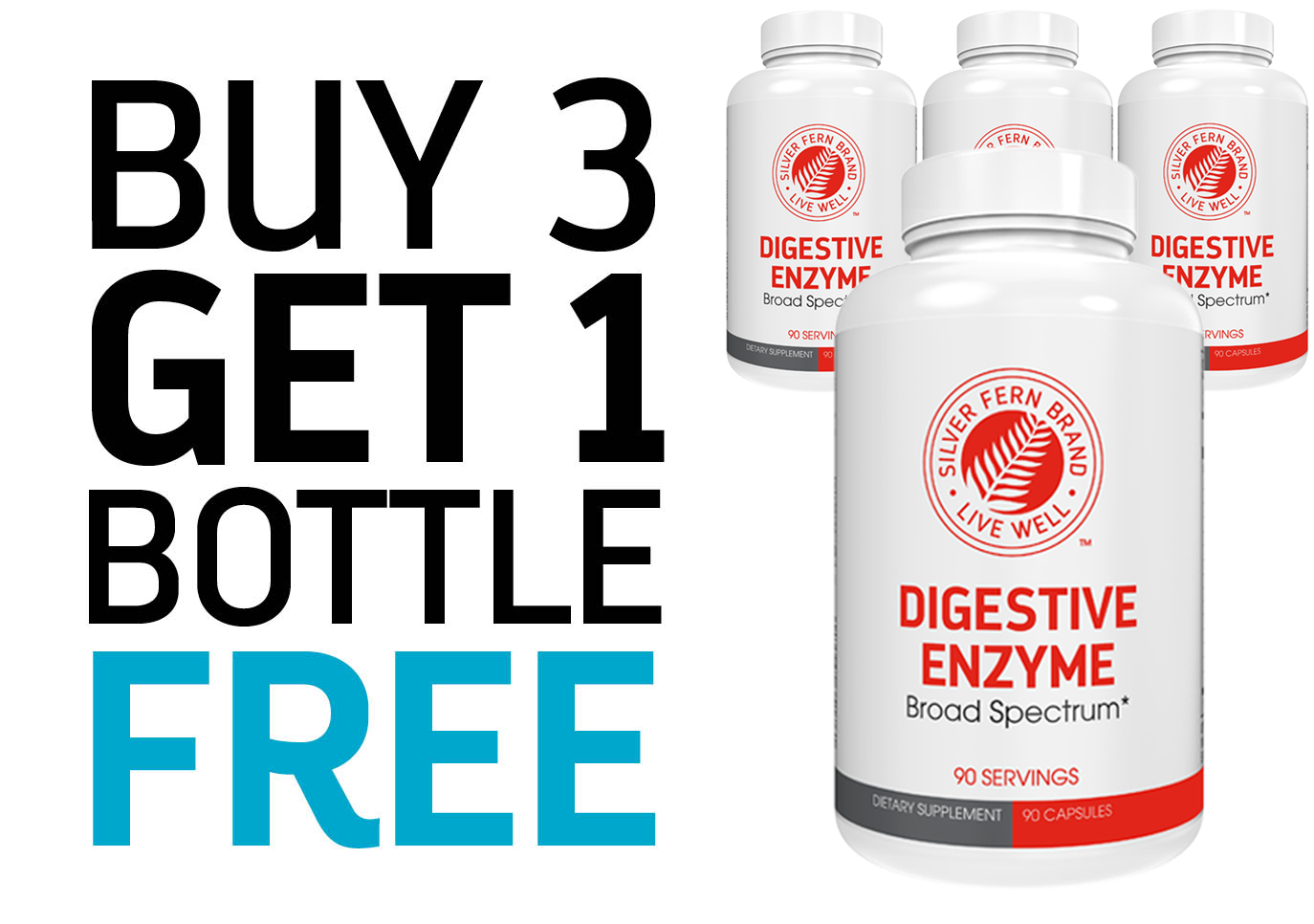 Digestive Enzyme with 100% intestinal pH Coverage - 90 Servings