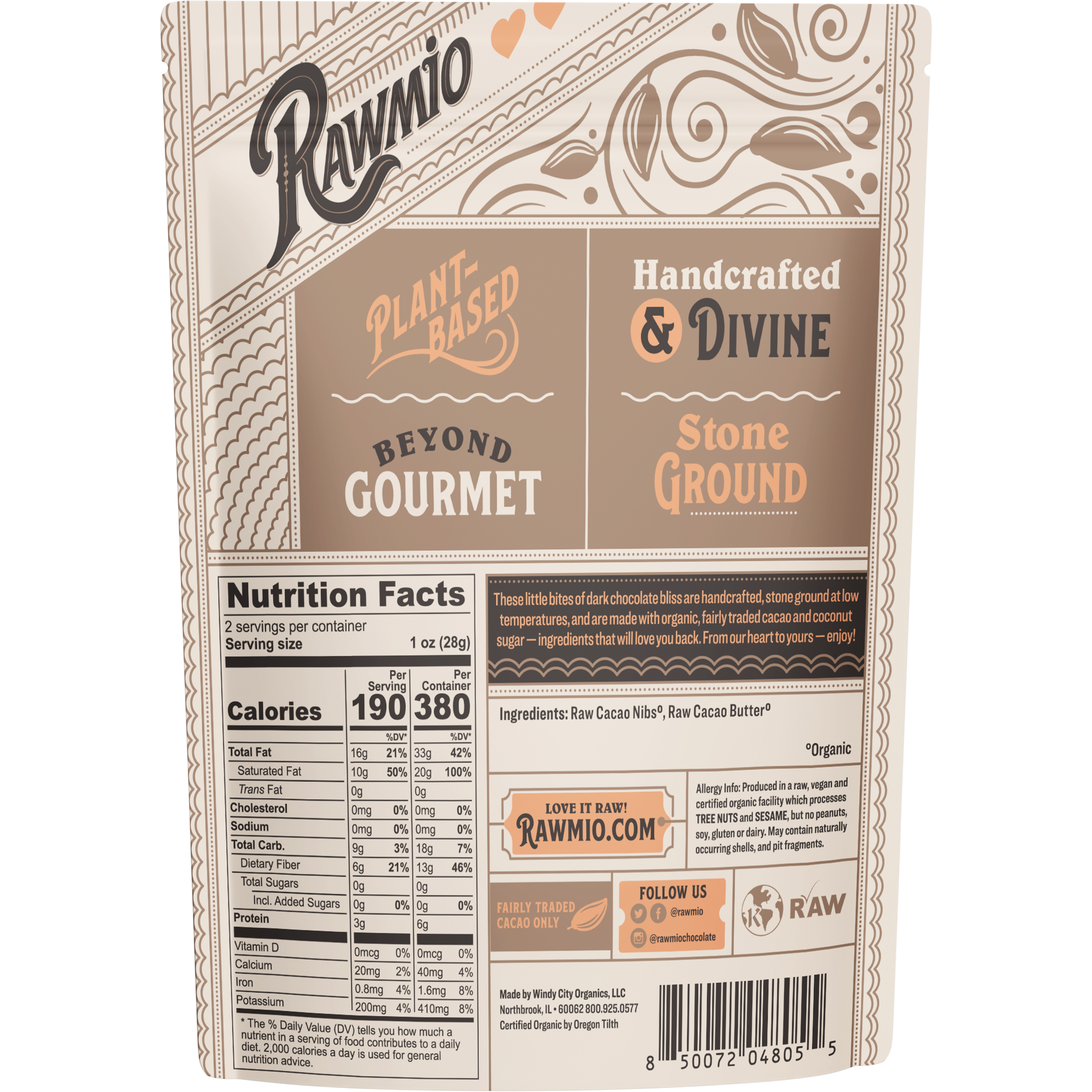 Rawmio 100% Dark Chocolate Hearts