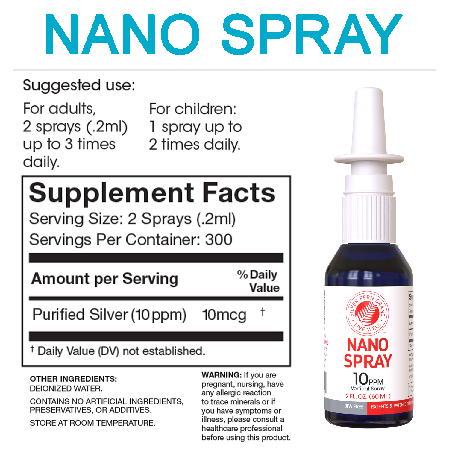 Nano Spray and Nano Spray Pro - Frequency Charged Silver - 10PPM