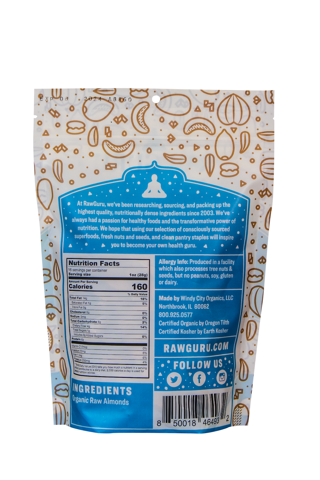 Raw Organic Almonds | 16 oz