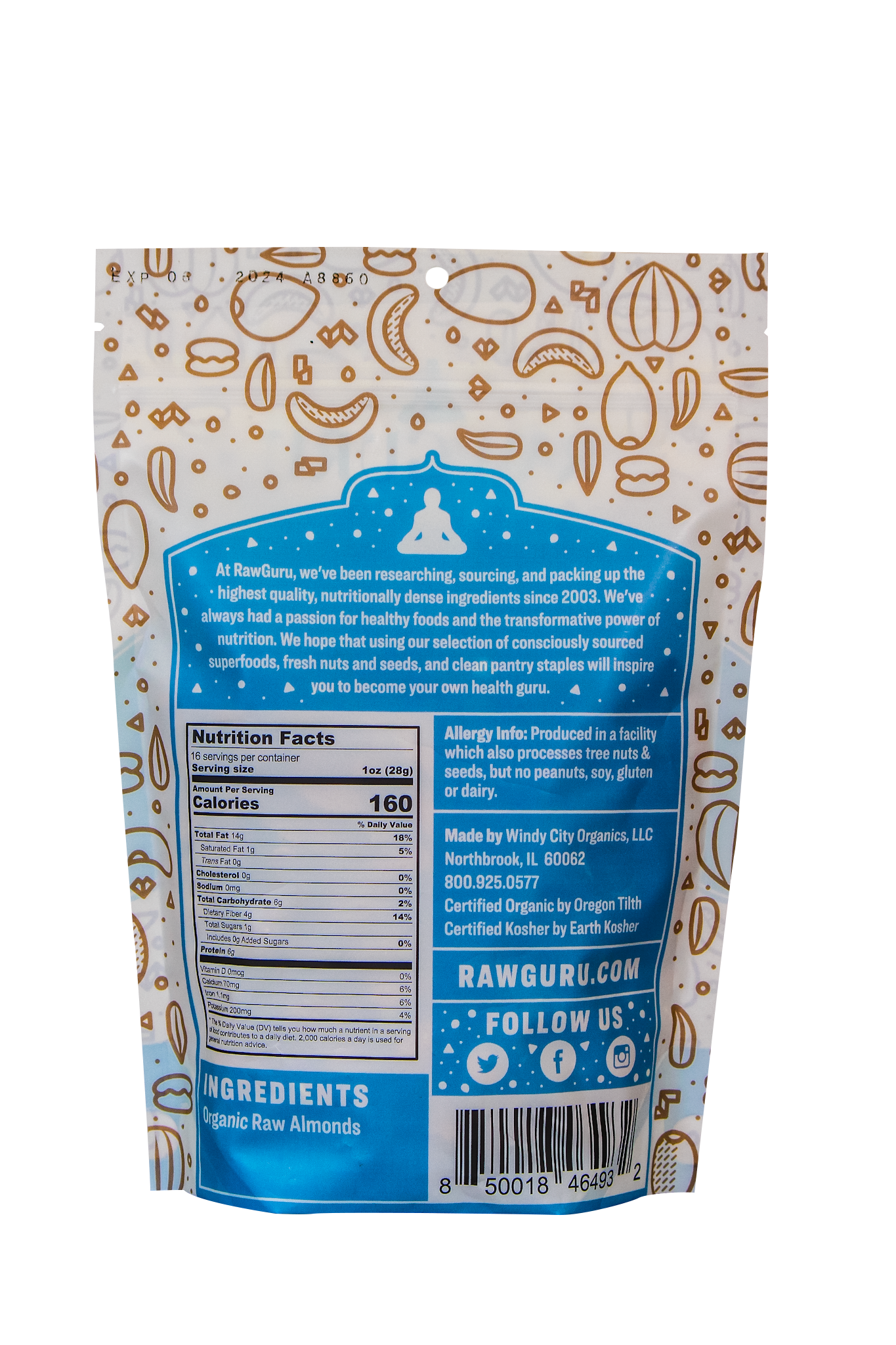 Raw Organic Almonds | 16 oz