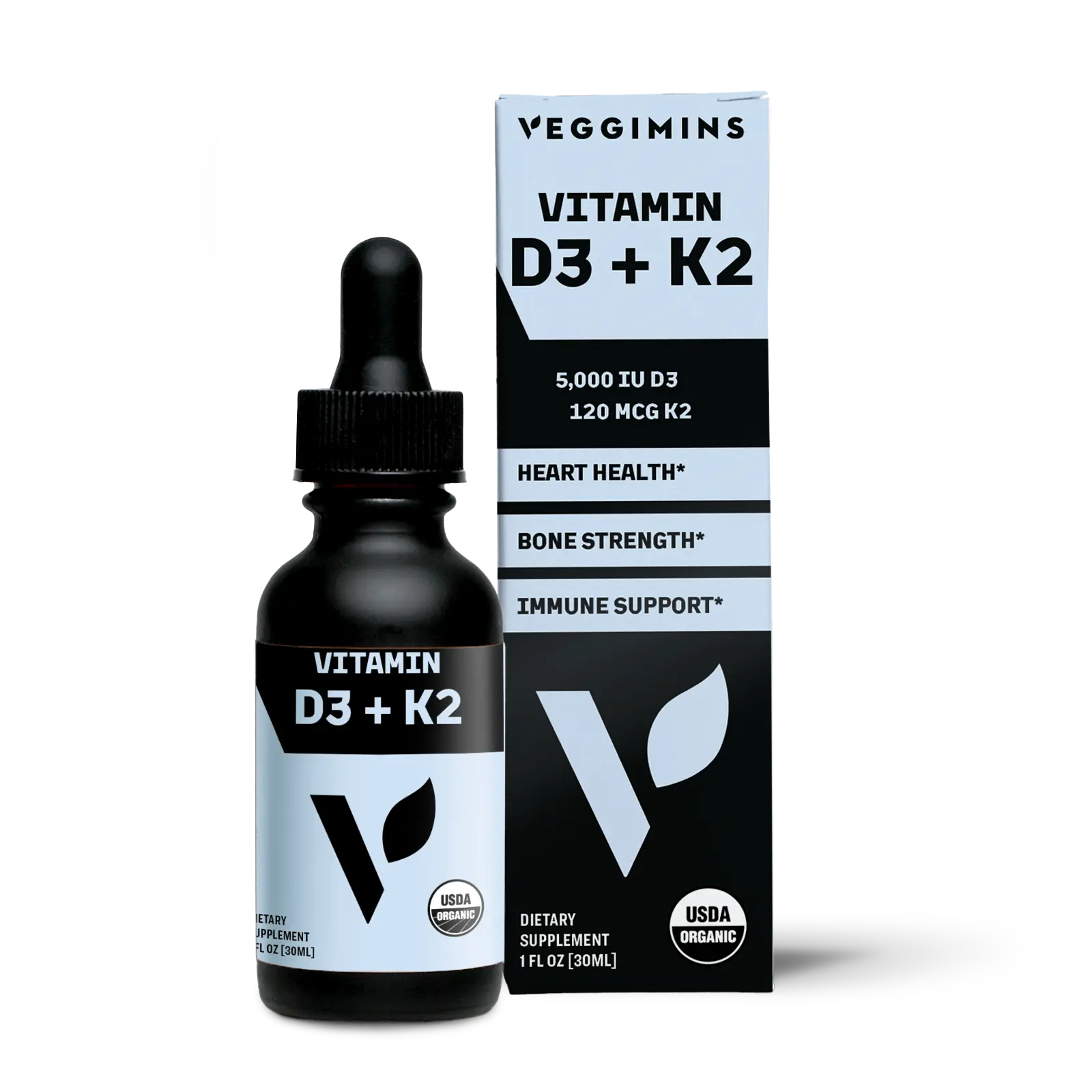 Veggimins Organic Nano Vitamin D3 + K2 Tincture - 1oz