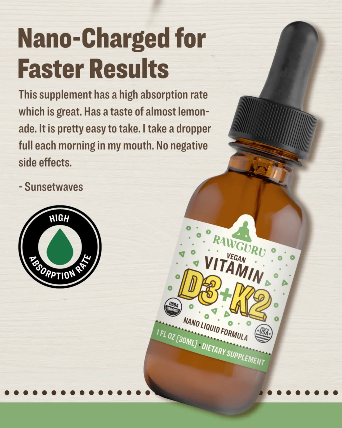 Organic Nano Vitamin D3 + K2 Tincture